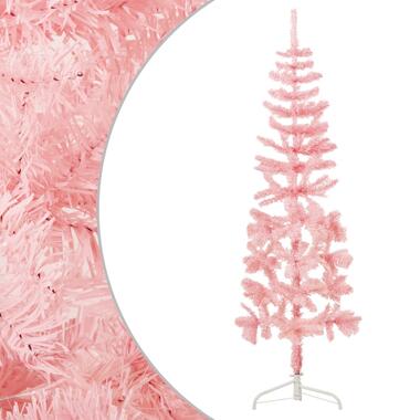 vidaXL Demi sapin de Noël artificiel mince avec support Rose 180 cm product