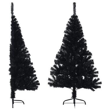 vidaXL Kunstkerstboom met standaard half 120 cm PVC zwart product