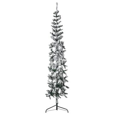 vidaXL Demi sapin de Noël artificiel mince avec neige floquée 210 cm product