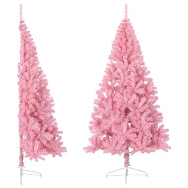 vidaXL Demi sapin de Noël artificiel avec support Rose 180 cm PVC product