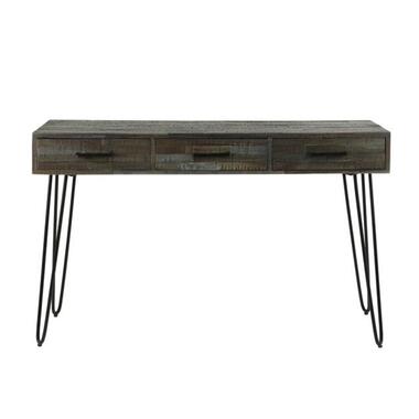 Sidetable Industrieel Marly acaciahout 3 lades - 35x120x76 cm - Teakhout - Grijs product