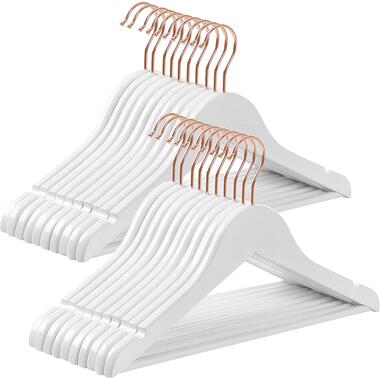 ACAZA Set van 20 houten Hangers voor Kinderkleding - Wit en Goud product