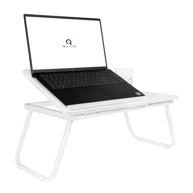 QUVIO Table de lit avec porte-gobelet - Réglable - Blanc product