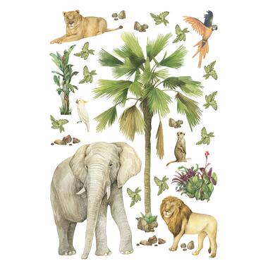 Sanders & Sanders muursticker - jungle dieren - groen - 65 x 42.5 cm product