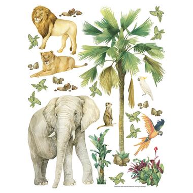 Sanders & Sanders muursticker - jungle dieren - groen - 85 x 65 cm product