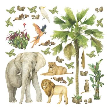 Sanders & Sanders muursticker - jungle dieren - groen - 30 x 30 cm product
