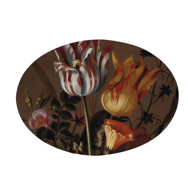 Art for the Home - Canvas Ovaal - Stilleven met bloemen - 50x70cm product