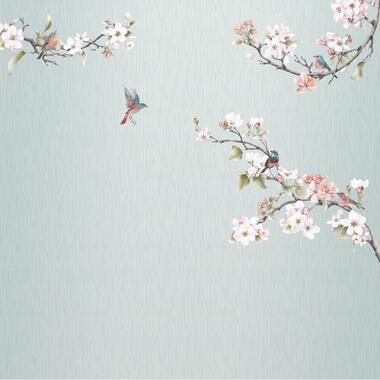 Komar fotobehangpapier - Apple Bloom - blauw en roze - 250 x 250 cm product