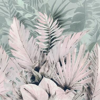 Komar fotobehangpapier - Palmiers Tropicaux - roze en groen - 250 x 250 cm product