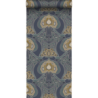 ESTAhome behang - vintage bloemen in art nouveau stijl - vergrijsd blauw product