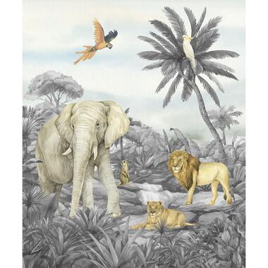 Sanders & Sanders fotobehang - jungle dieren - grijs - 2,25 x 2,7 m product