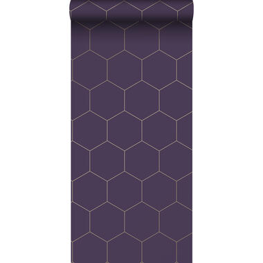 ESTAhome behangpapier - hexagon - donker paars en goud - 0,53 x 10,05 m product