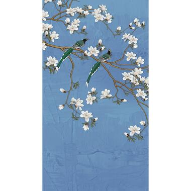 Sanders & Sanders fotobehang - bloesemtakken - vergrijsd blauw - 1,5 x 2,7 m product