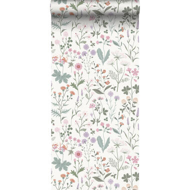 ESTAhome behang - veldbloemen - lila paars, roze en groen - 0.53 x 10.05 m product