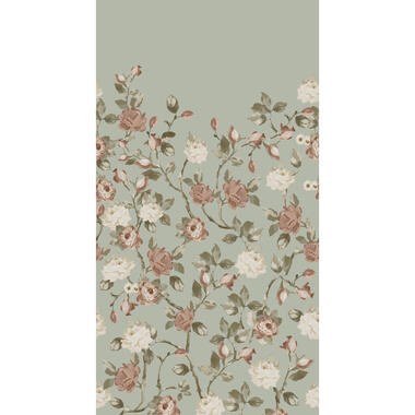 ESTAhome fotobehangpapier - vintage bloemen - vergrijsd mintgroen en oudroze product