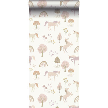 ESTAhome behang - unicorns - beige en zacht roze - 0.53 x 10.05 m product