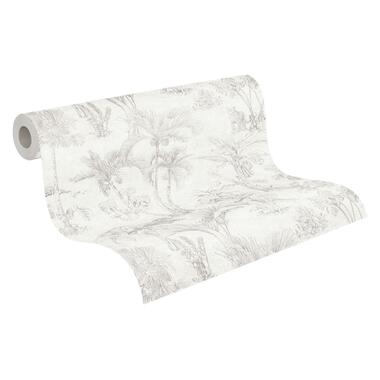 A.S. Création behangpapier - jungle-motief - grijs wit - 53 cm x 10,05 m - AS product