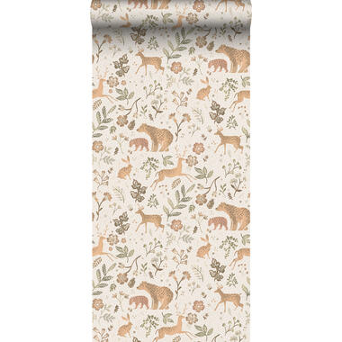 ESTAhome behang - bos met bosdieren - gebroken wit en beige - 53 cm x 10,05 m product