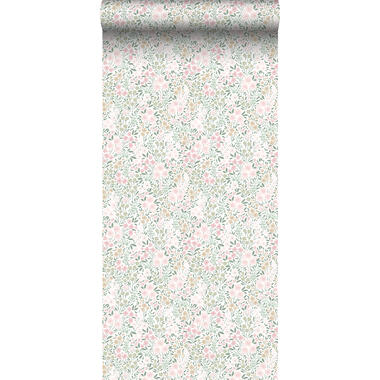 ESTAhome behang - bloemetjes - zacht roze en groen - 53 cm x 10,05 m product