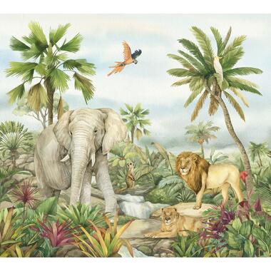 Sanders & Sanders fotobehang - jungle dieren - groen - 3 x 2,7 m product