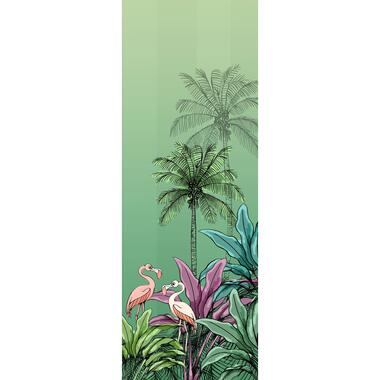 Komar fotobehangpapier - Jungle Flamingo - groen - 100 x 280 cm product