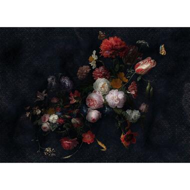 Komar fotobehang - vintage bloemen - multicolor op zwart - 350 x 250 cm product