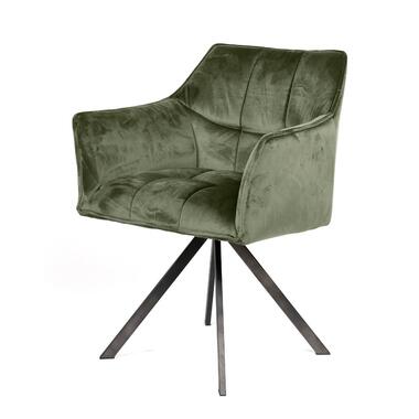 Chaise de salle à manger Ramon en velours - Tissu - Vert product