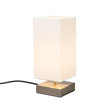 Qazqa lampe de table moderne blanche avec base en acier - milo product