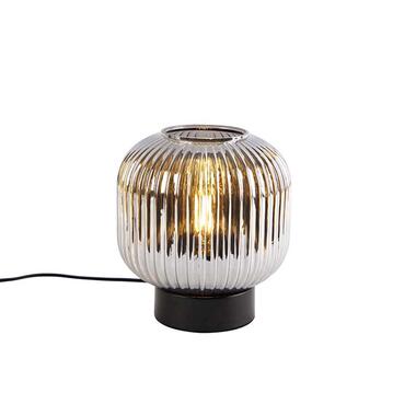 Qazqa lampe de table art déco noire avec verre fumé - karel product