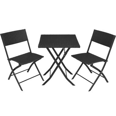 tectake - Tuinset Balkonset - 2 stoelen en 1 tafel - zwart product