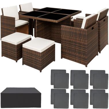 tectake - Salon de jardin Manhattan 8 pl. housse de protection - noir/marron product