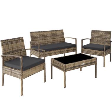 tectake - zitgroep - wicker Tuinset- bank- stoelen en tafel- natuurkleur product