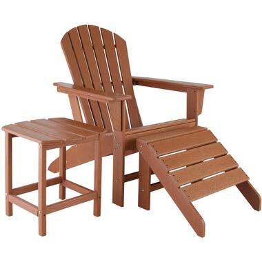tectake -Chaise de jardin Janis avec repose-pieds et table -marron product