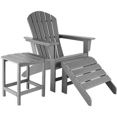 tectake -Chaise de jardin Joan avec repose-pieds et table gris product