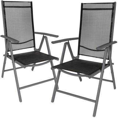 tectake - Aluminium tuinstoel set van 2 stuks - tuin stoel antraciet - zwart product