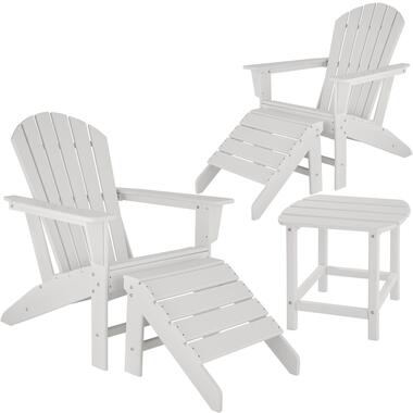 tectake -Lot de 2 chaises de jardin Janis avec 2 repose-pieds et table -blanc product
