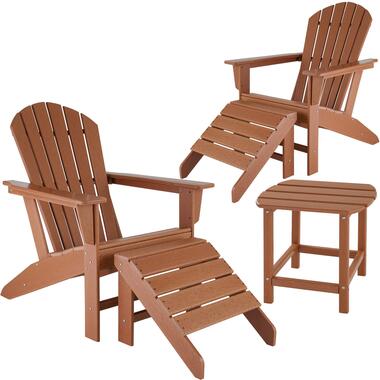 tectake -Lot de 2 chaises de jardin Janis avec 2 repose-pieds et table- marron product