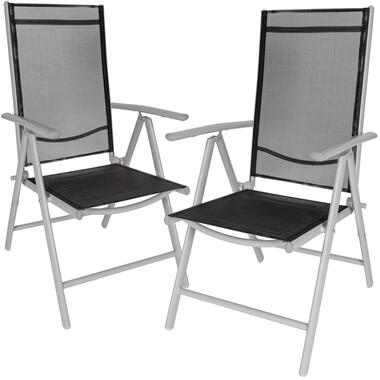 tectake - 2x aluminium tuinstoel / tuin stoel zilver - zwart product