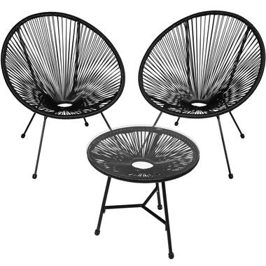 tectake - balkonset - tuinset -2 stoelen Santana incl tafel - zwart product
