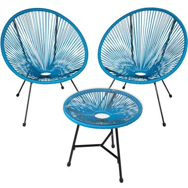 tectake - balkonset - tuinset -2 stoelen Santana incl tafel - blauw product