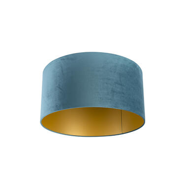 Qazqa lampenkap cilinder velours blauw product