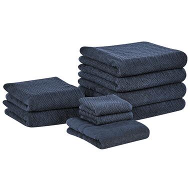 Lot de 9 serviettes de bain en coton bleu foncé MITIARO product