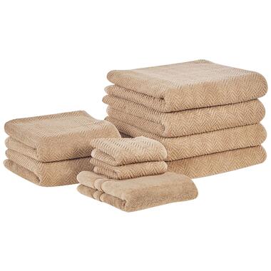 Lot de 9 serviettes de bain en coton beige MITIARO product