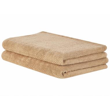 Lot de 2 serviettes de bain en coton beige MITIARO product