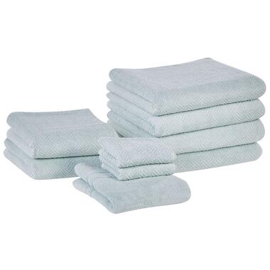 Lot de 9 serviettes de bain en coton vert menthe MITIARO product