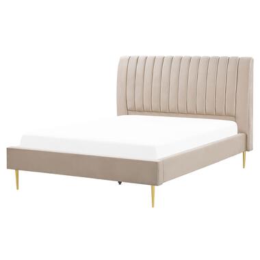 Lit double en velours beige 160 x 200 cm MARVILLE product