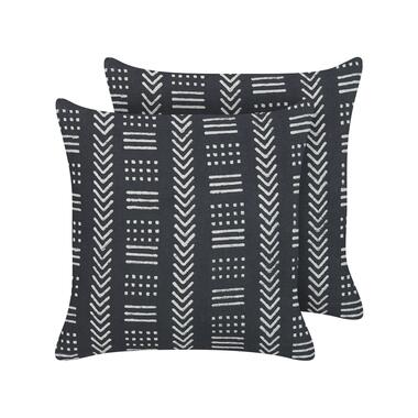 Lot de 2 coussins en coton à motif géométrique noir et blanc 45 x 45 cm BENZOIN product