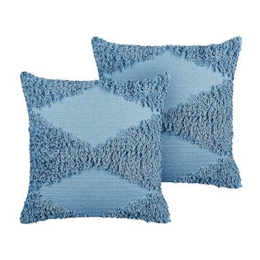 RHOEO - Sierkussen set van 2 - Blauw - 45 x 45 cm - Katoen product