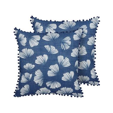 DANDELION - Sierkussen set van 2 - Blauw - 45 x 45 cm - Polyester product