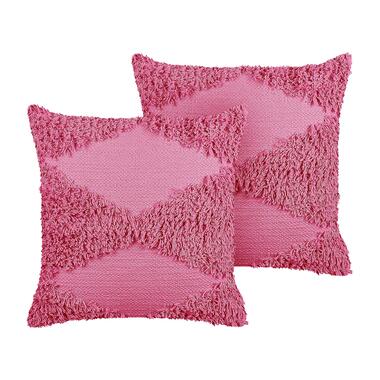 RHOEO - Sierkussen set van 2 - Roze - 45 x 45 cm - Katoen product